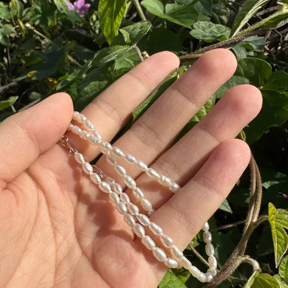 Pearl String Necklace Sterling Silver - Picture 1 of 3